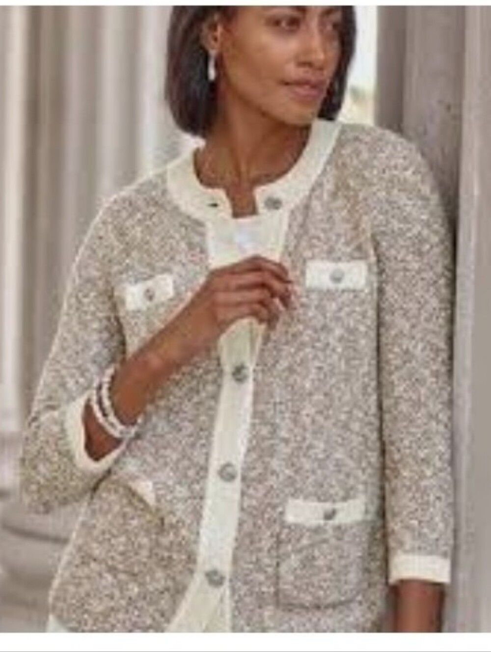 J. Jill Wearever Collection Cotton Button Front Cardican Sweater Size S